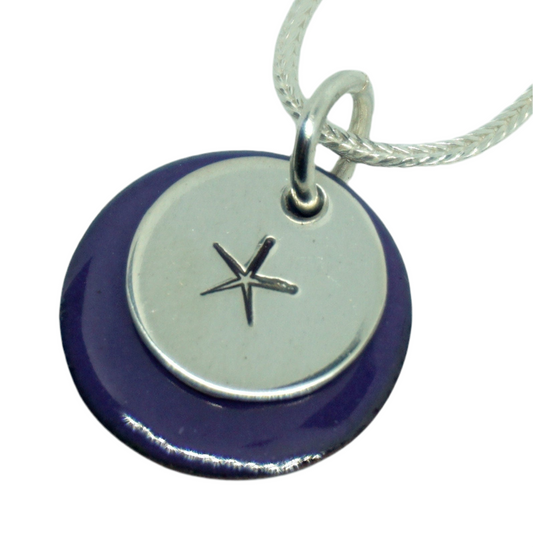 Hand Stamped Sterling Silver Starfish on Enamel Pendant - Create Your Own