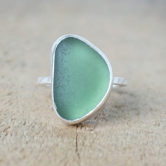 Size 6 Dark Green Sea Glass Stacking Ring