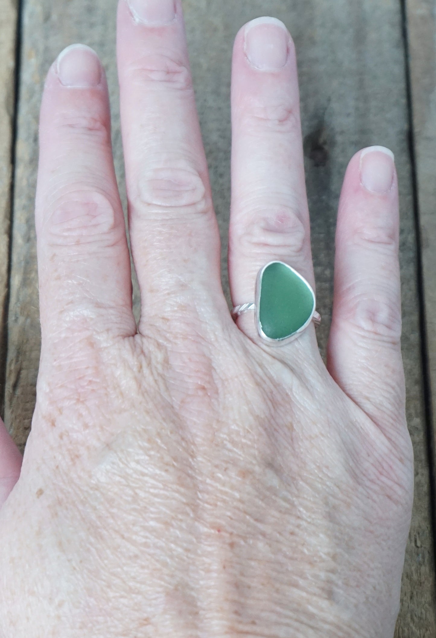 Size 6 Dark Green Sea Glass Stacking Ring