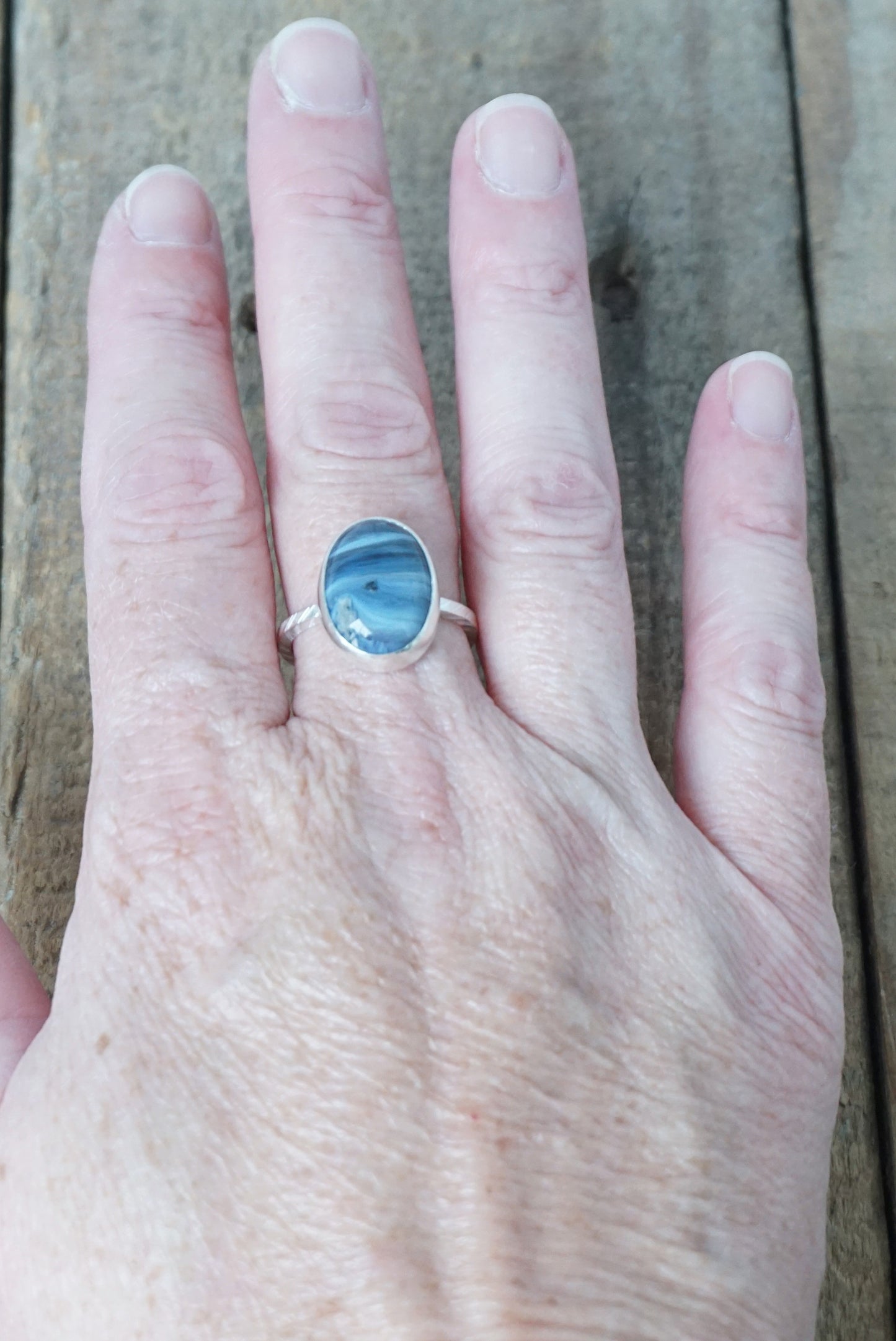 Size 8 1/2 Sieber Agate Stacking Ring