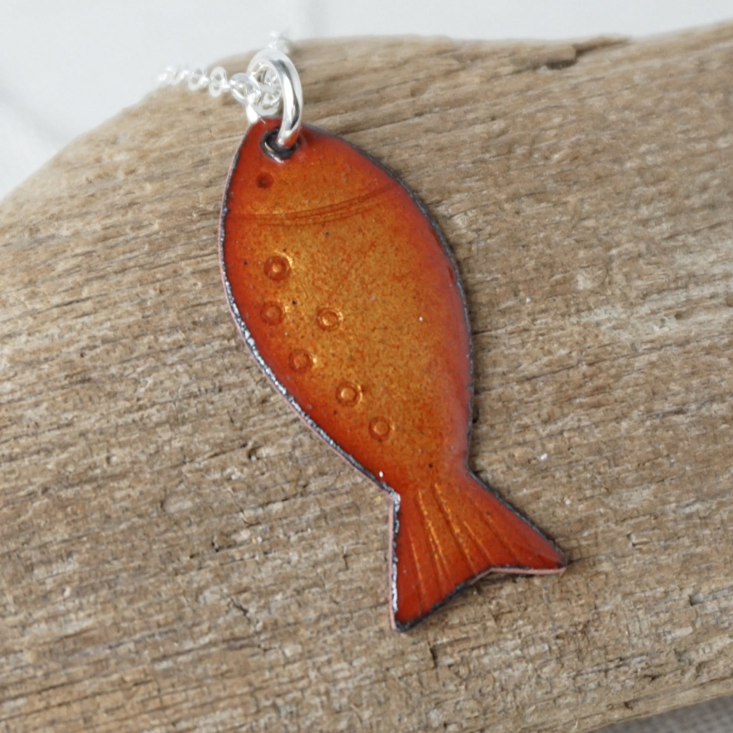 Metallic Golden Yellow Enamel Fish Necklace