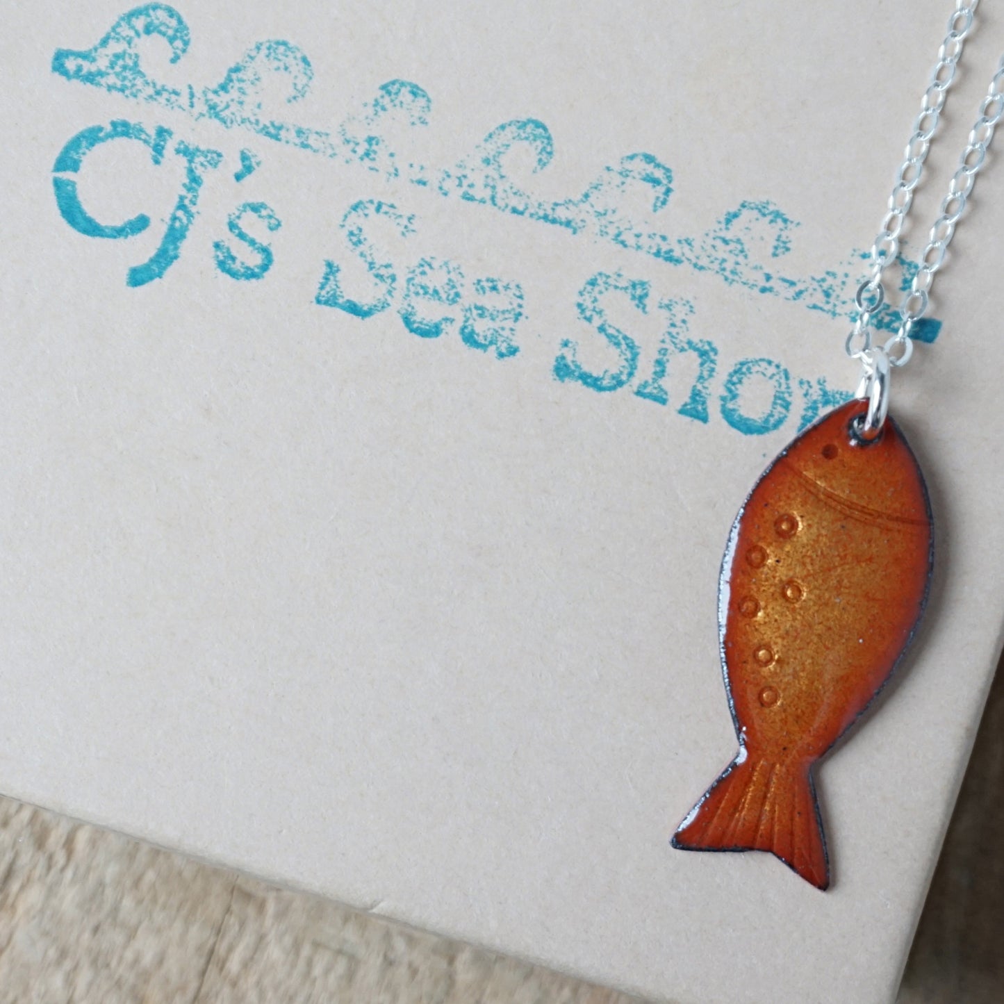 Metallic Golden Yellow Enamel Fish Necklace