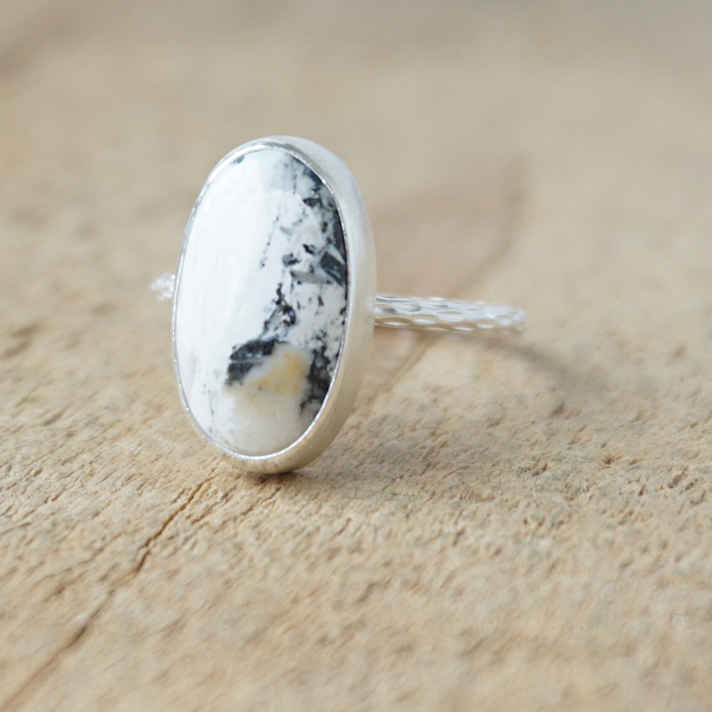 Size 8 White Buffalo Stacking Ring