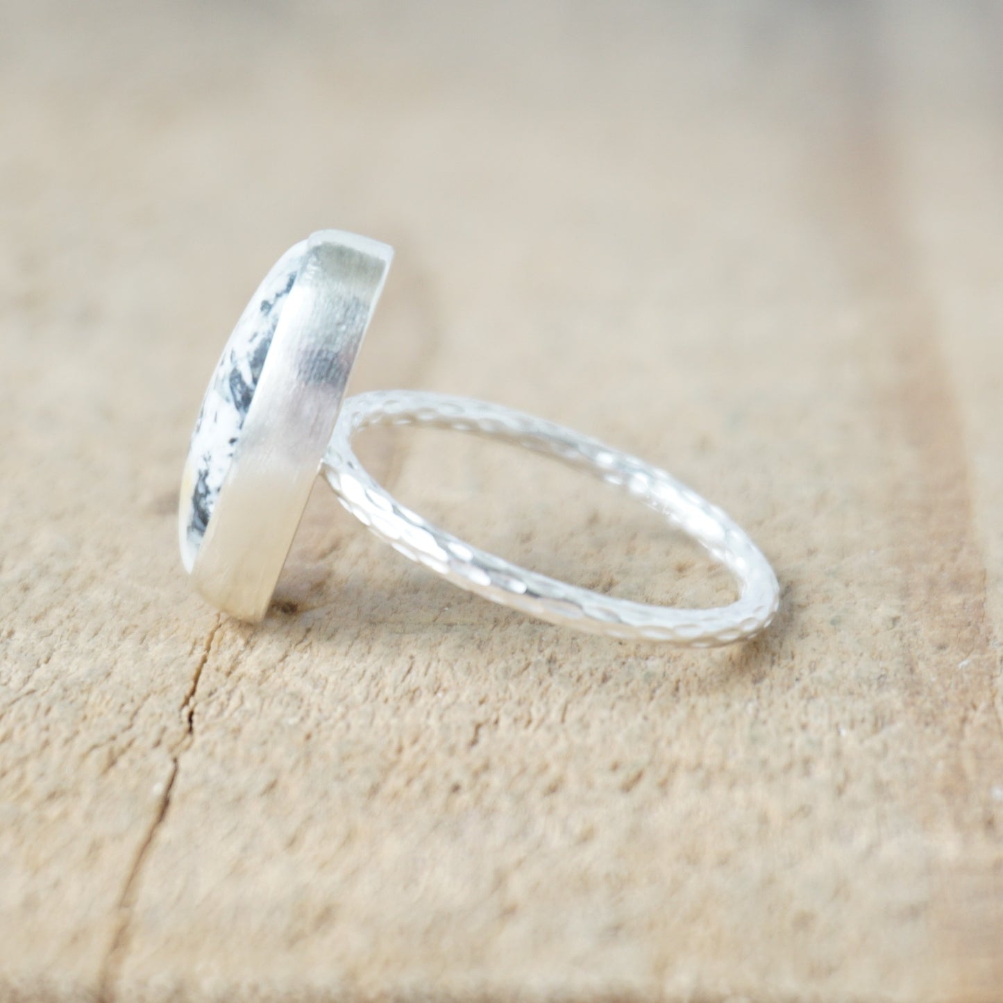 Size 8 White Buffalo Stacking Ring