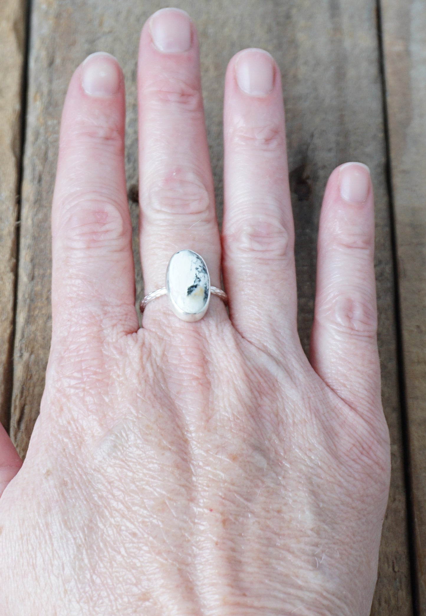Size 8 White Buffalo Stacking Ring