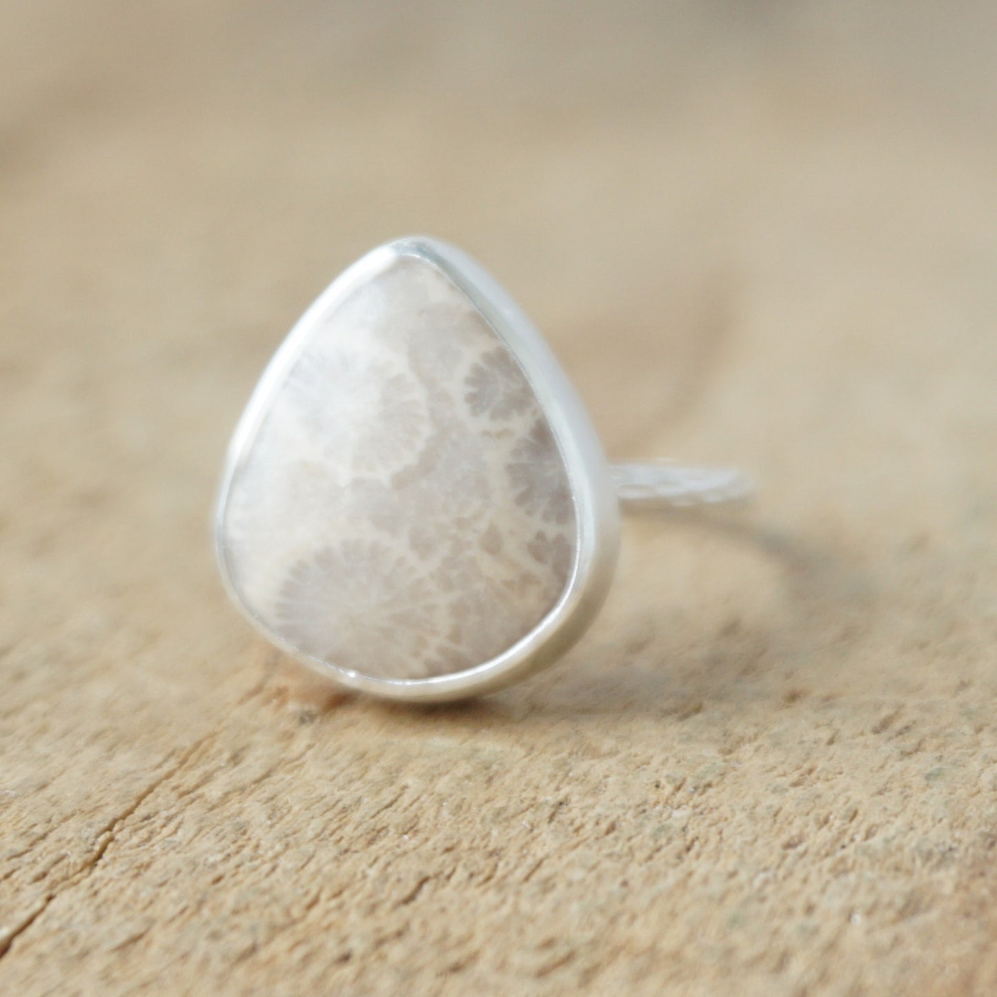 Size 7 Fossilized Coral Stacking Ring