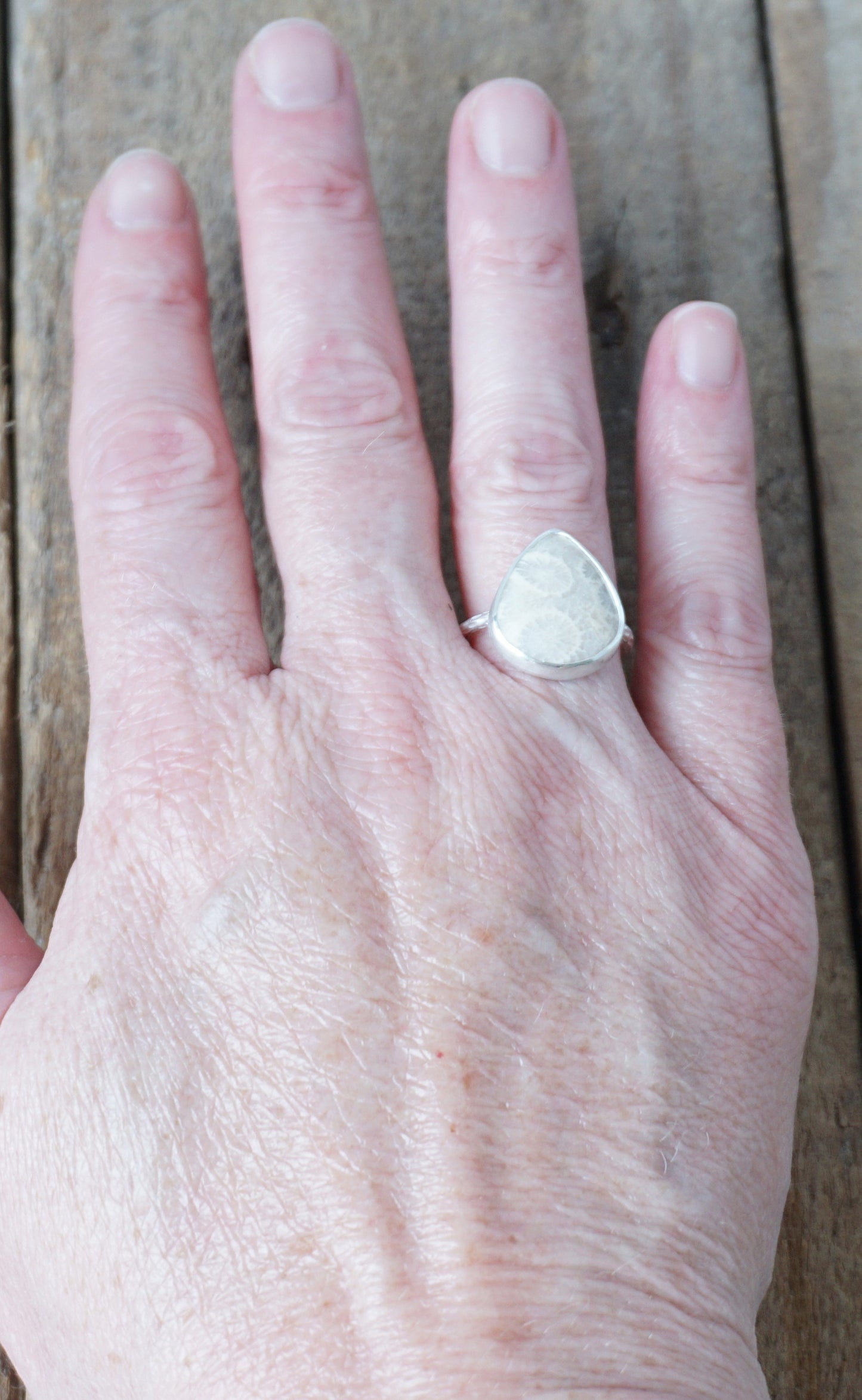 Size 7 Fossilized Coral Stacking Ring
