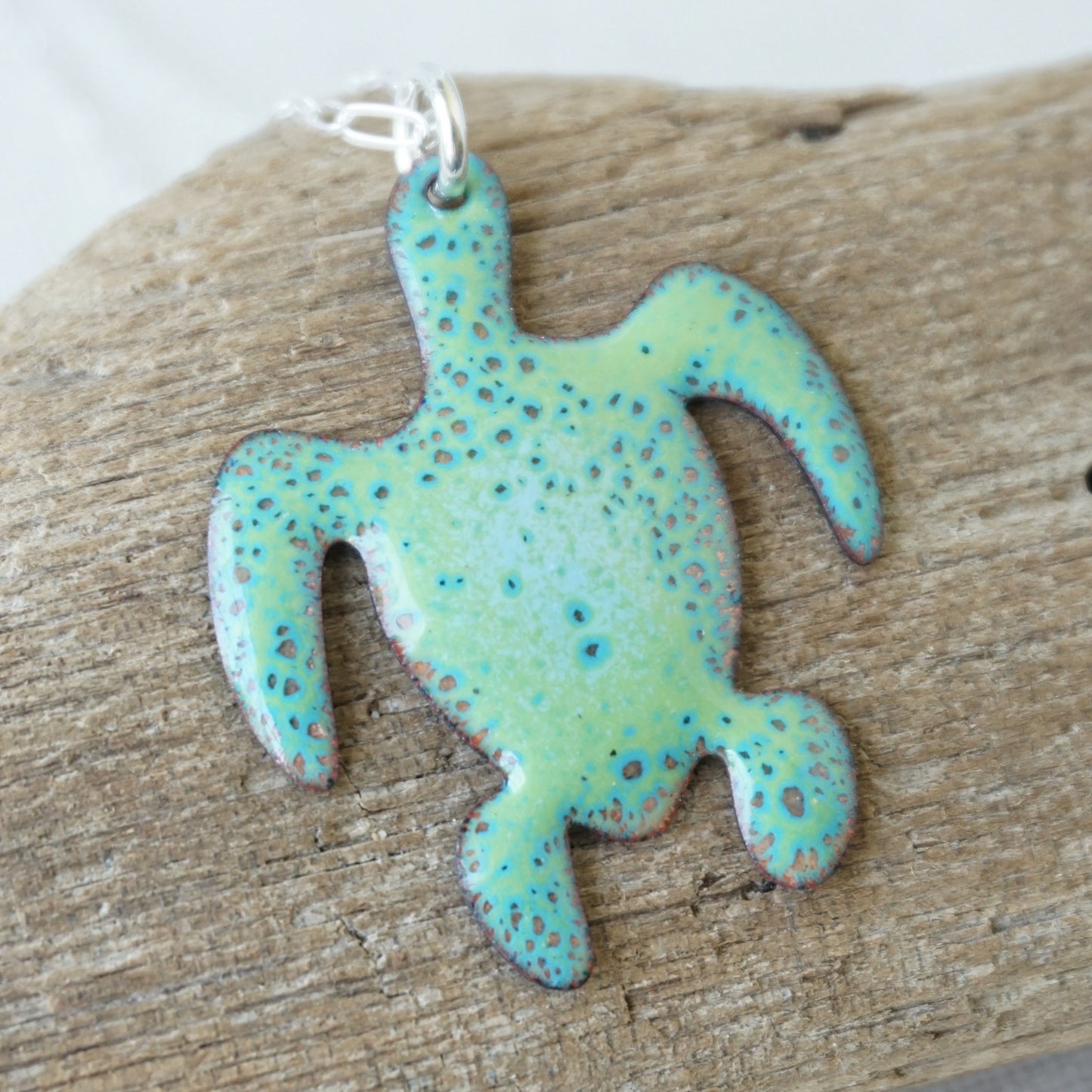 Green Enamel Turtle Necklace