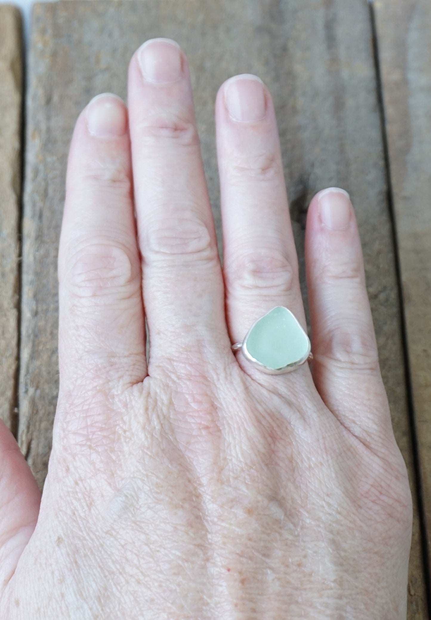 Size 6 Seafoam Green Sea Glass Stacking Ring
