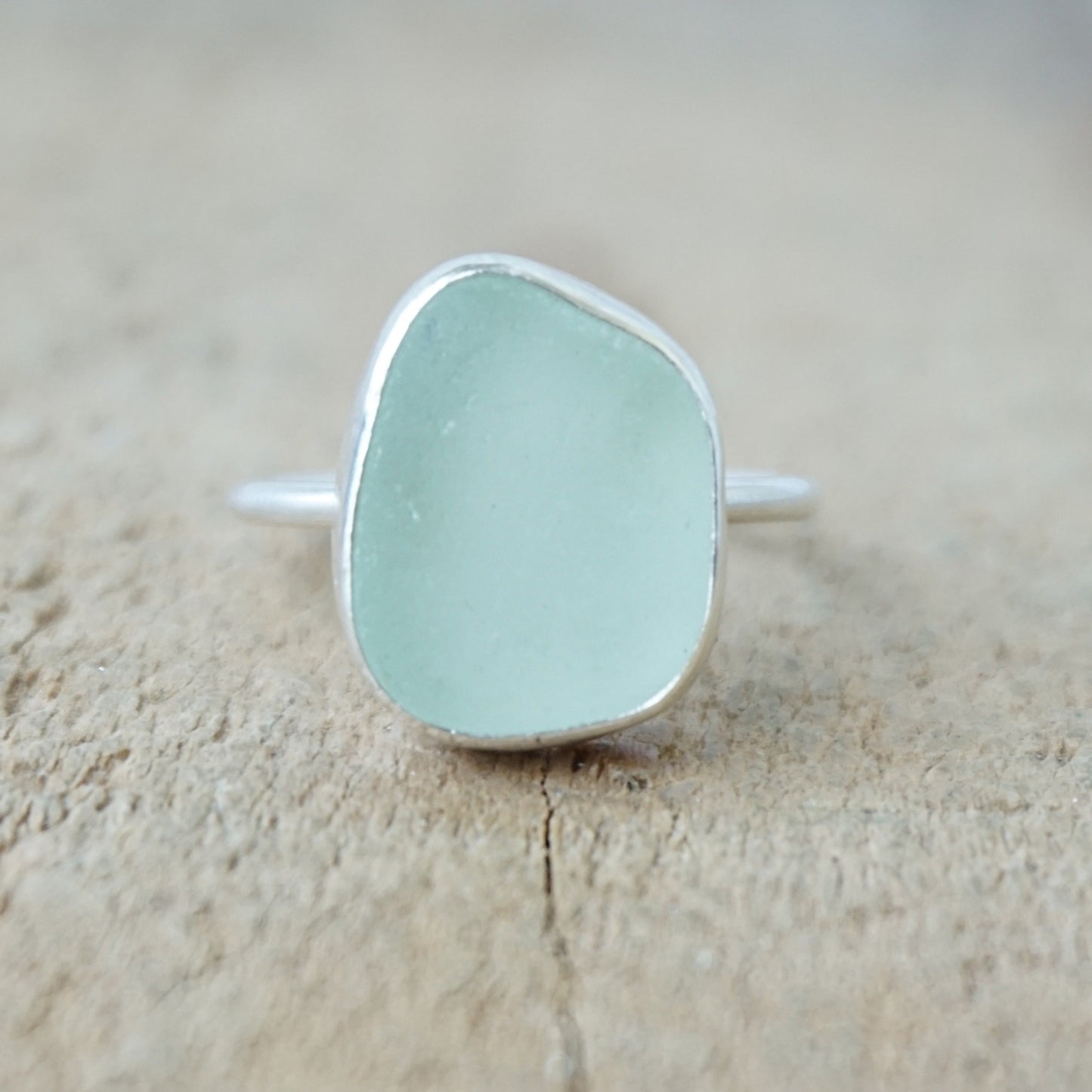 Size 7 1/2 Seafoam Green Sea Glass Stacking Ring