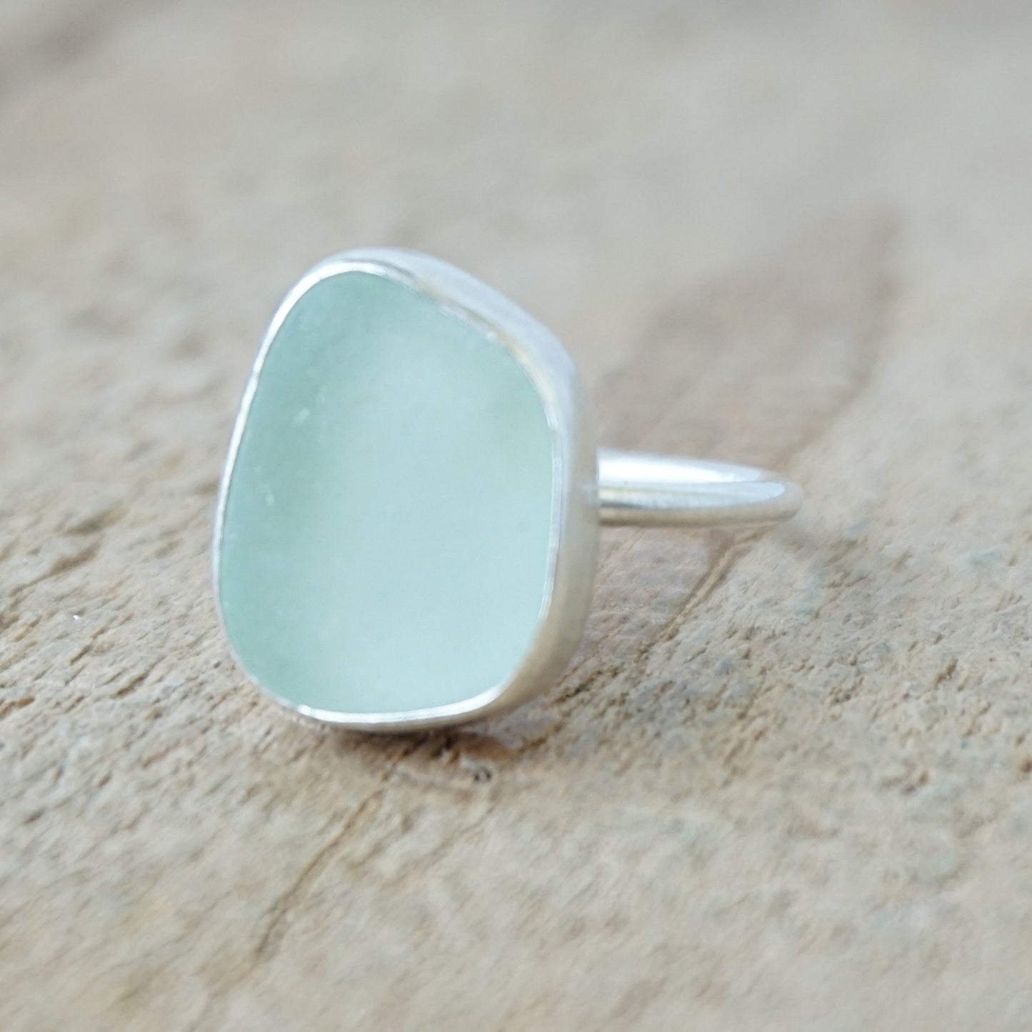 Size 7 1/2 Seafoam Green Sea Glass Stacking Ring