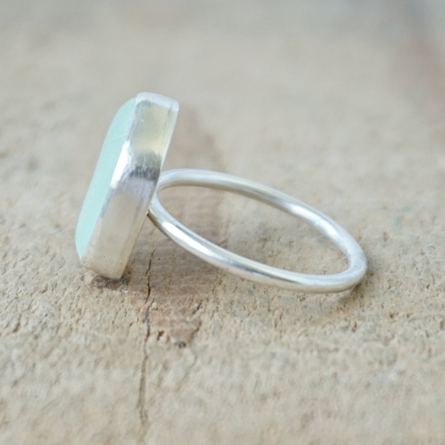 Size 7 1/2 Seafoam Green Sea Glass Stacking Ring