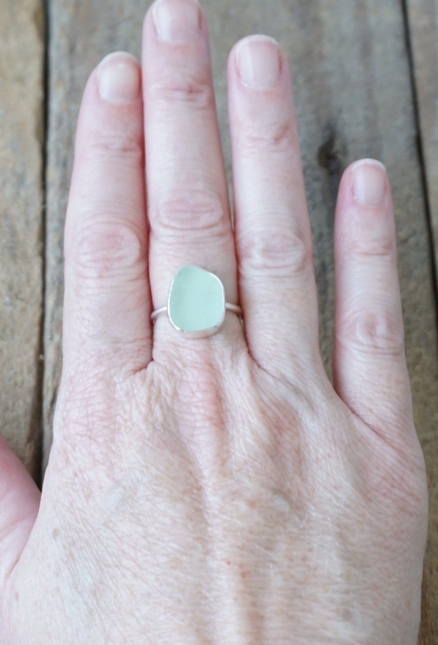 Size 7 1/2 Seafoam Green Sea Glass Stacking Ring