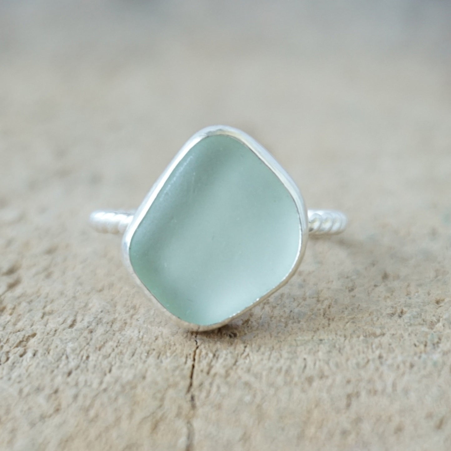 Size 9 Seafoam Green Sea Glass Stacking Ring