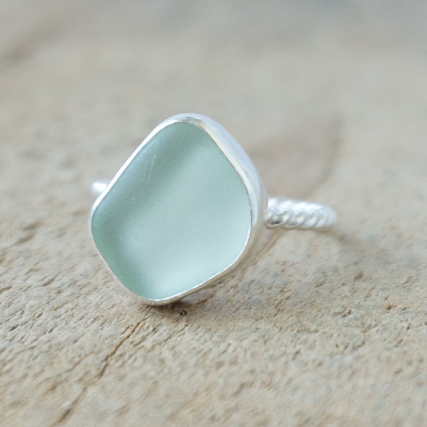 Size 9 Seafoam Green Sea Glass Stacking Ring