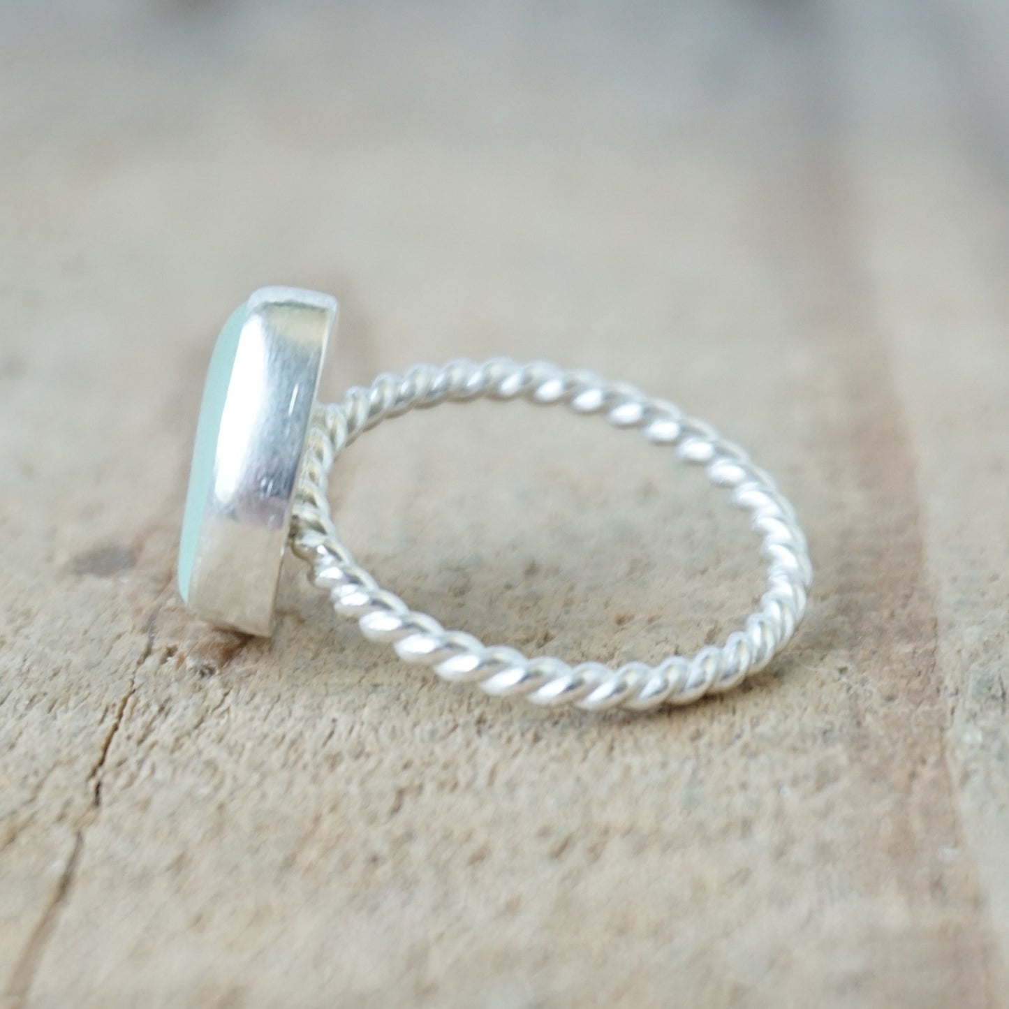 Size 9 Seafoam Green Sea Glass Stacking Ring