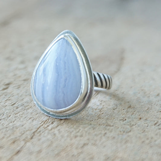 Size 6 1/2 Blue Lace Agate Statement Ring