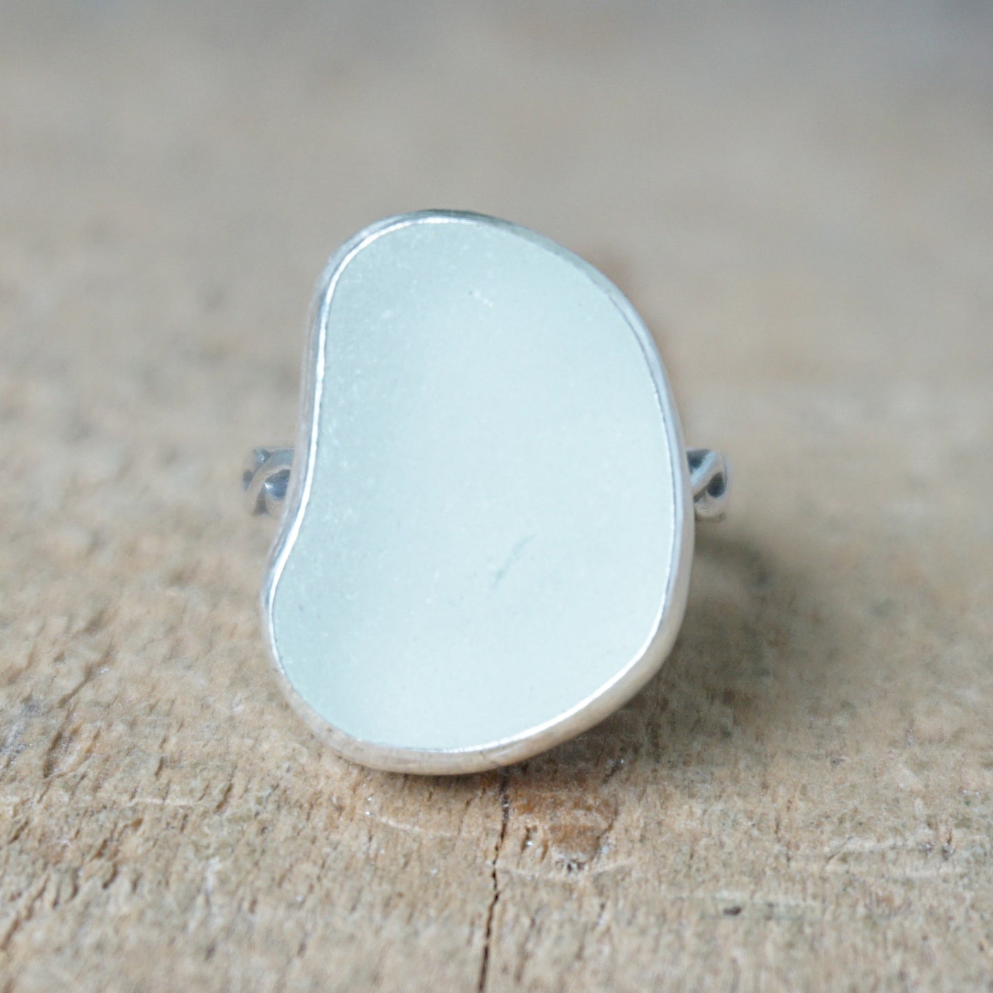 Size 7 1/2 Clear Sea Glass Statement Ring