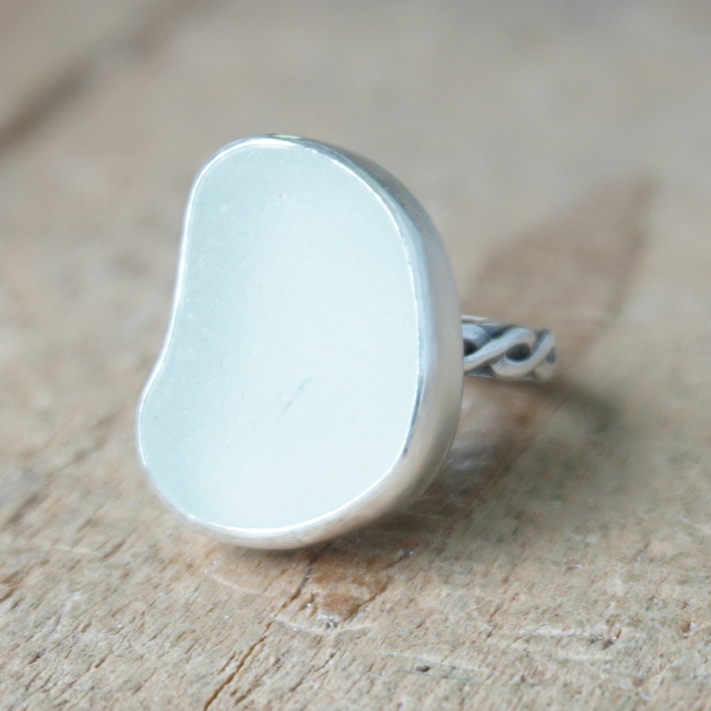 Size 7 1/2 Clear Sea Glass Statement Ring