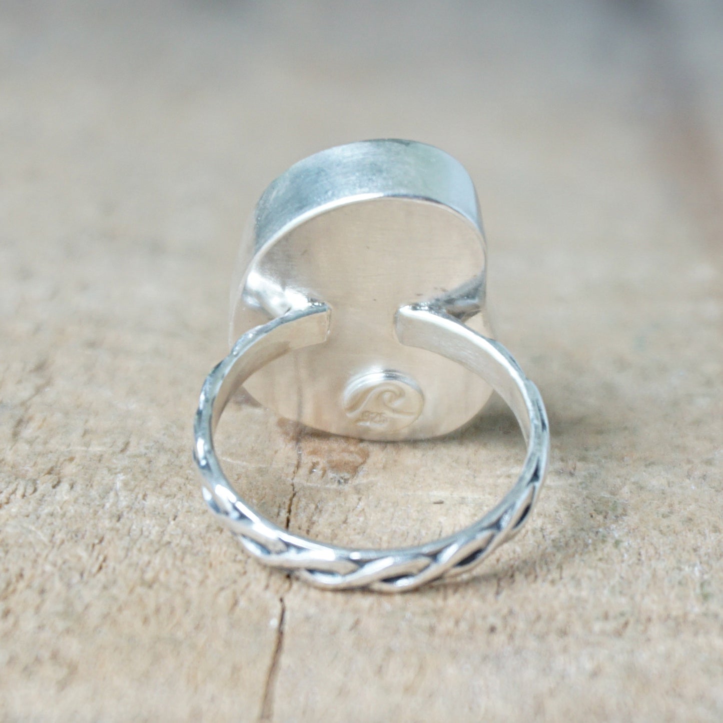 Size 7 1/2 Clear Sea Glass Statement Ring