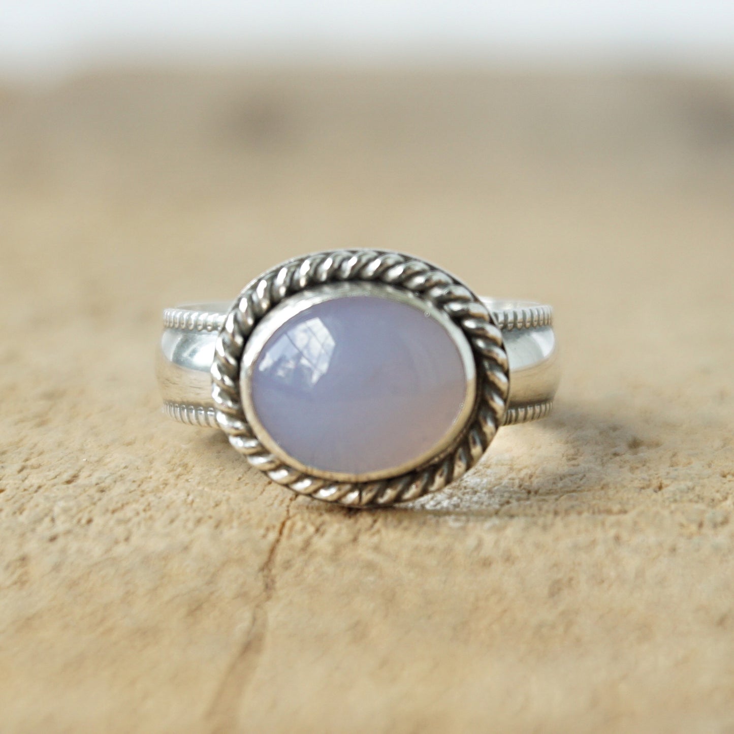 Size 7 Blue Chalcedony Statement Ring