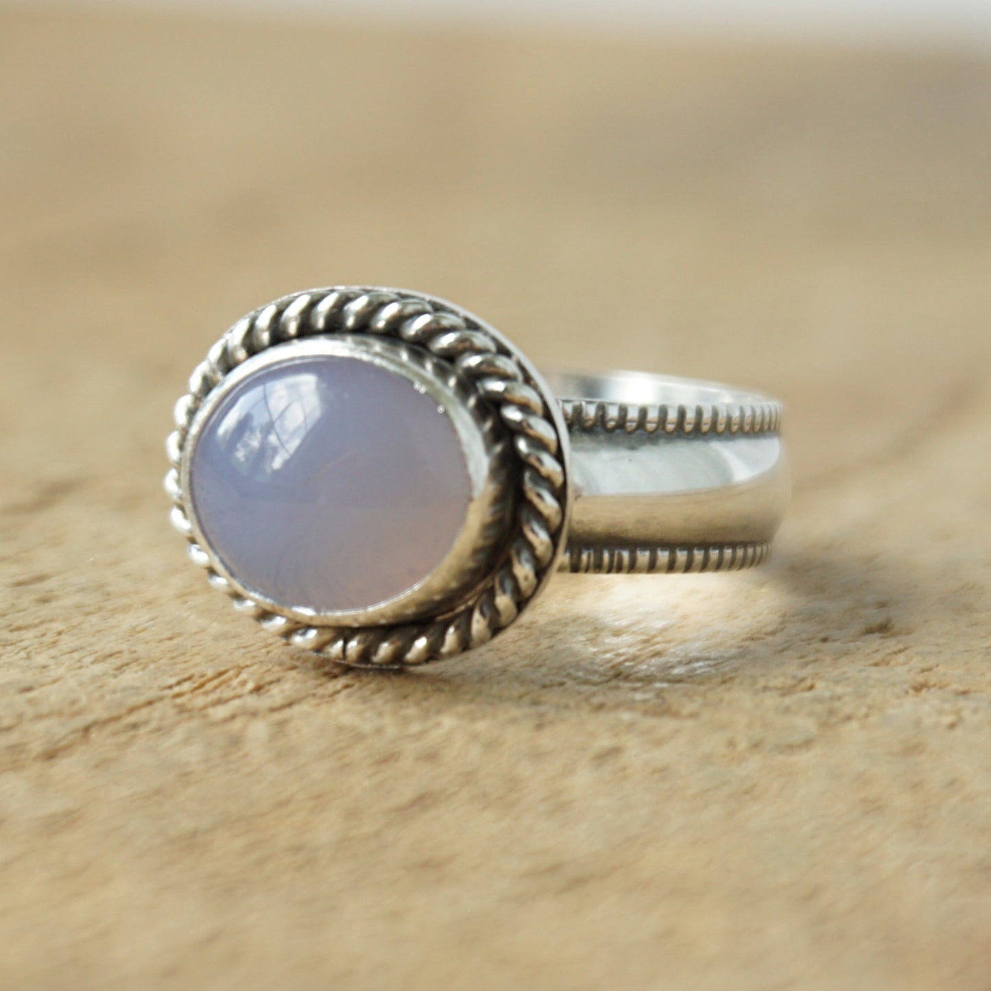 Size 7 Blue Chalcedony Statement Ring