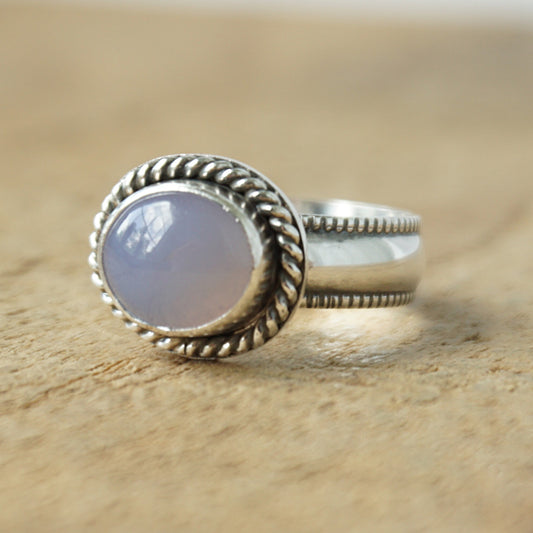 Size 7 Blue Chalcedony Statement Ring