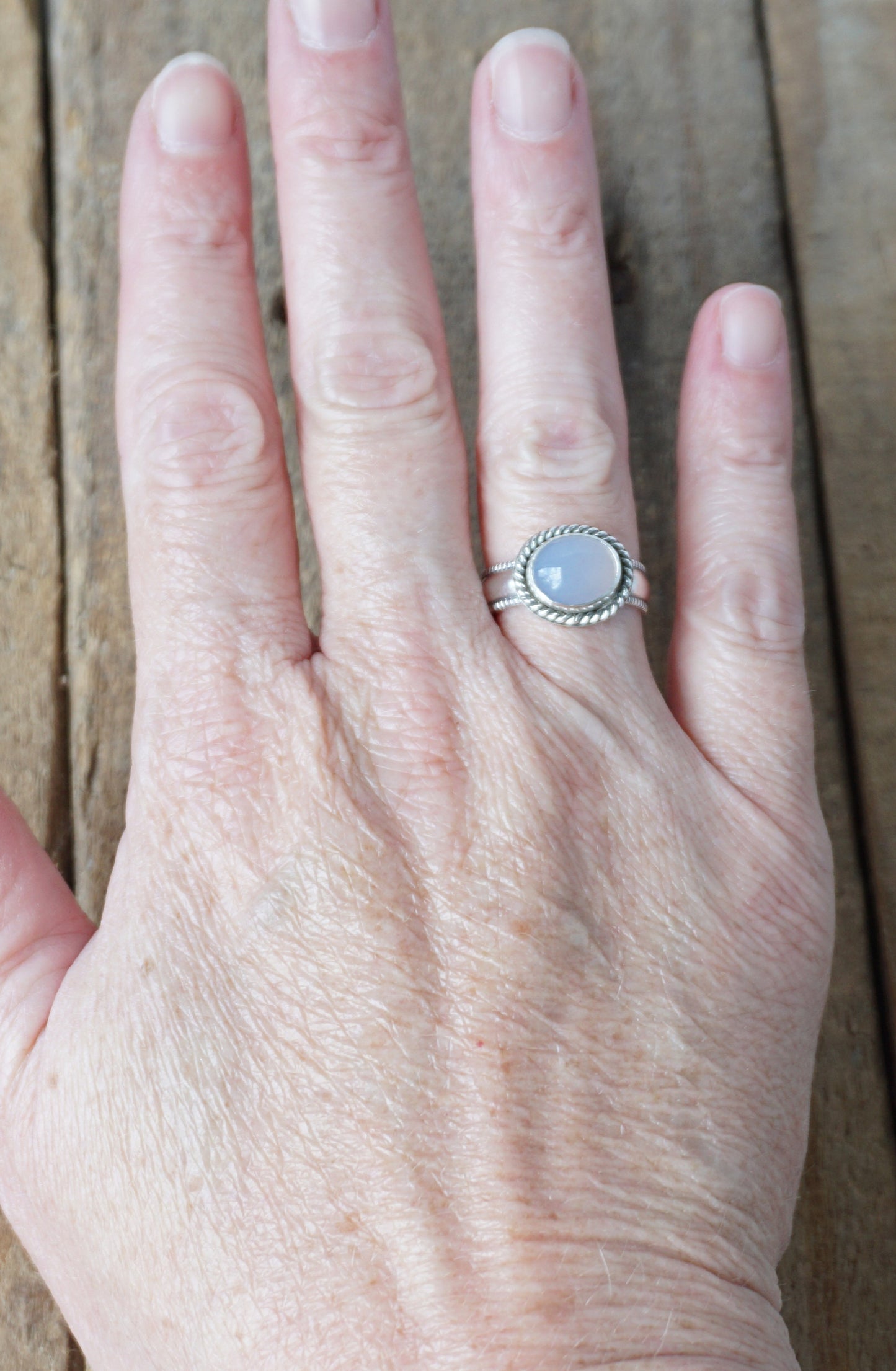 Size 7 Blue Chalcedony Statement Ring