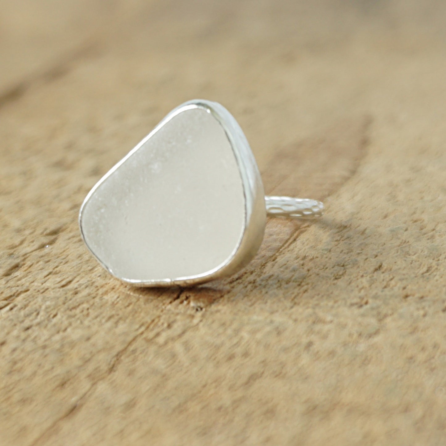 Size 6 1/2 Clear Sea Glass Stacking Ring