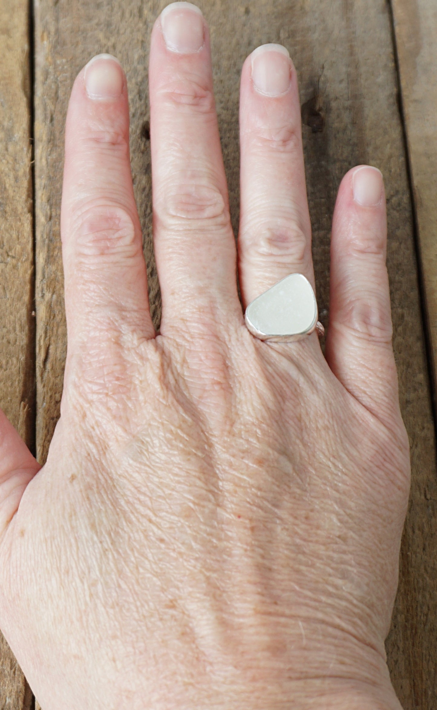 Size 6 1/2 Clear Sea Glass Stacking Ring