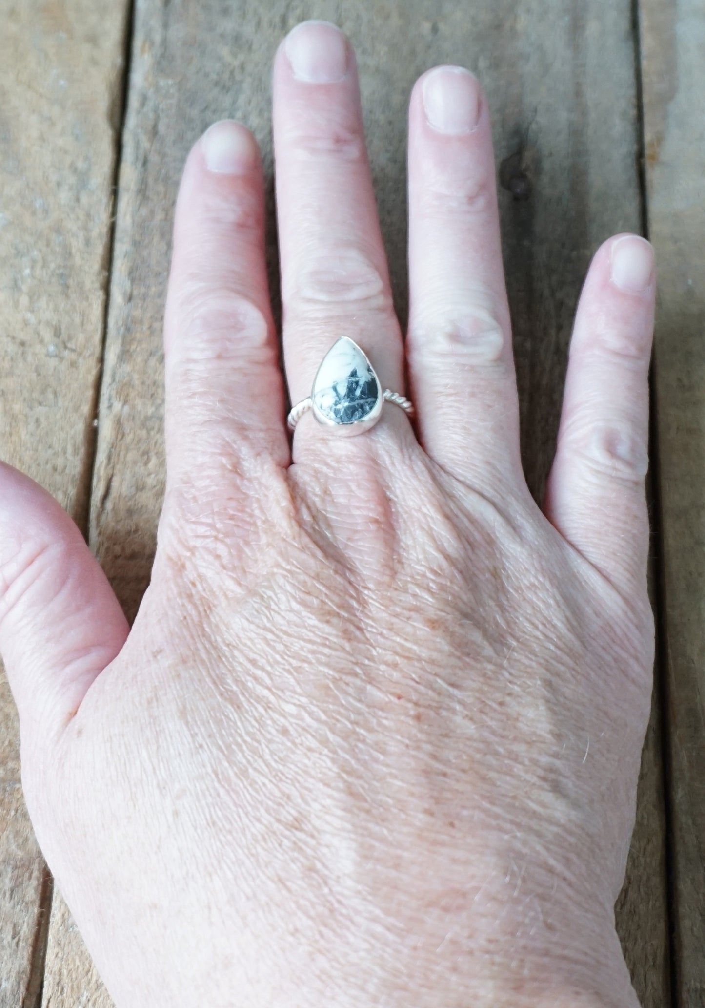 Size 7 1/2 White Buffalo Stacking Ring