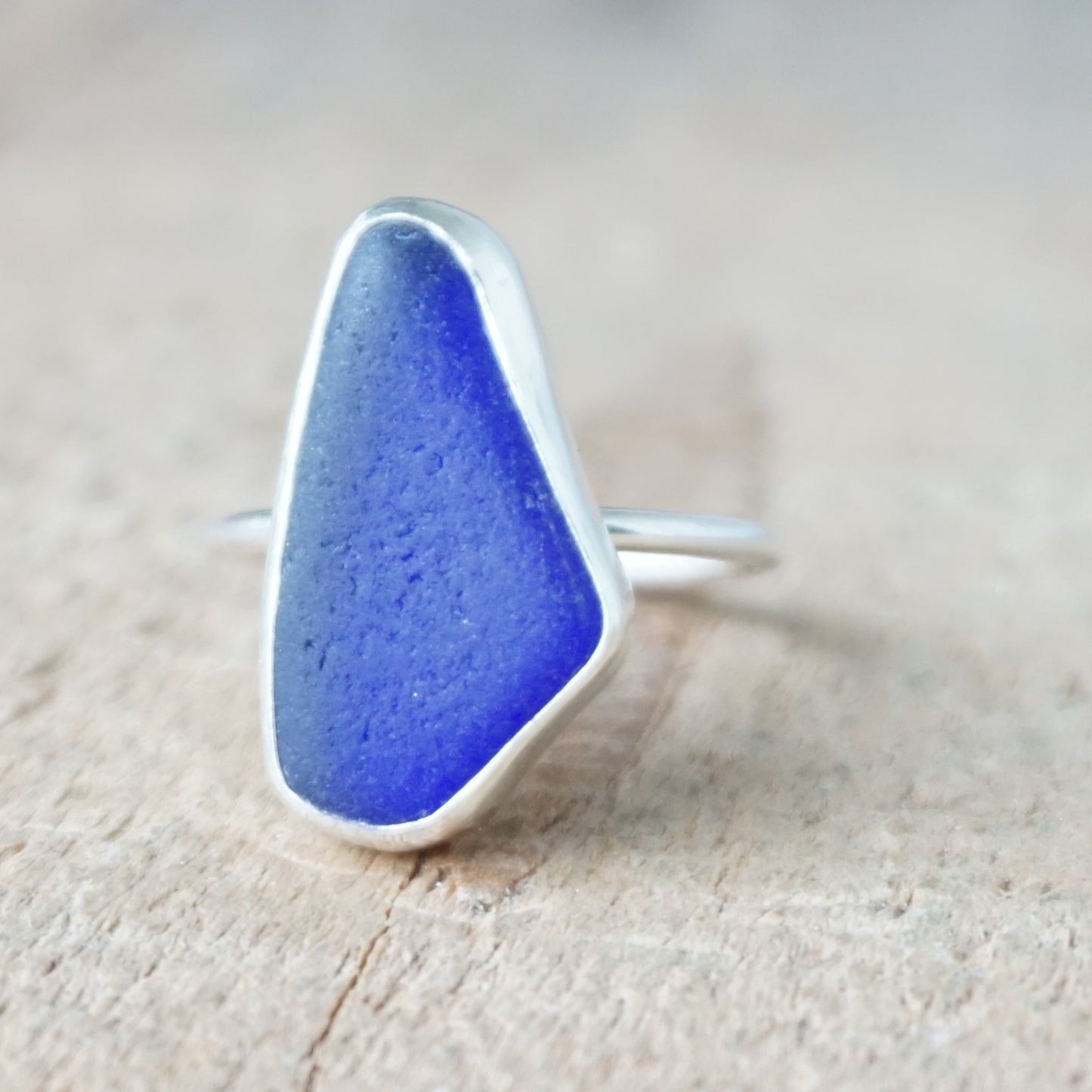 Size 8 1/2 Cobalt Blue Sea Glass Stacking Ring