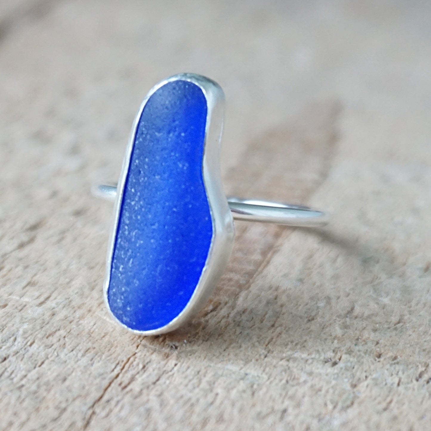 Size 10 Cobalt Blue Sea Glass Stacking Ring