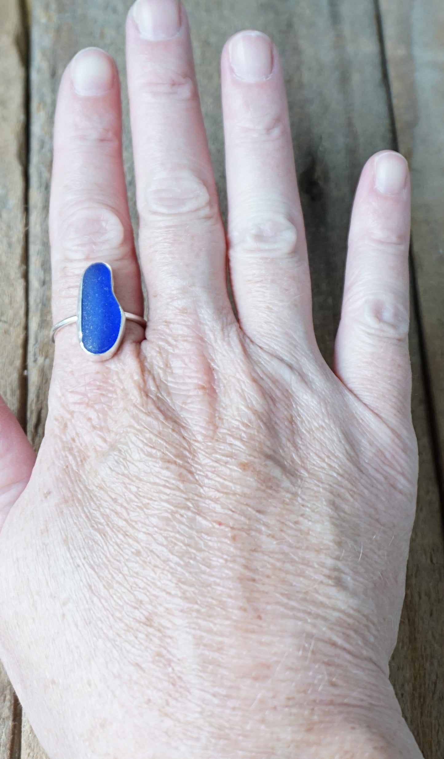 Size 10 Cobalt Blue Sea Glass Stacking Ring