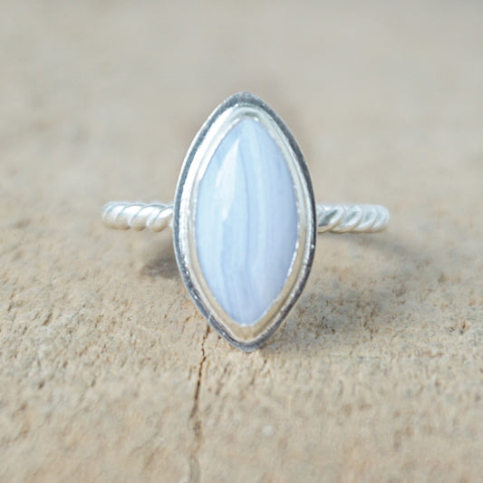 Size 5 3/4 Blue Lace Agate Stacking Ring
