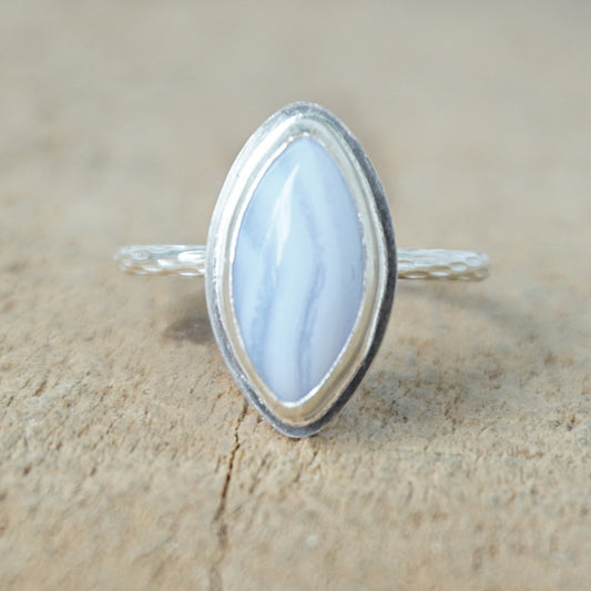 Size 7 Blue Lace Agate Stacking Ring
