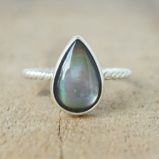 Size 10 Grey Mother of Pearl Stacking Ring