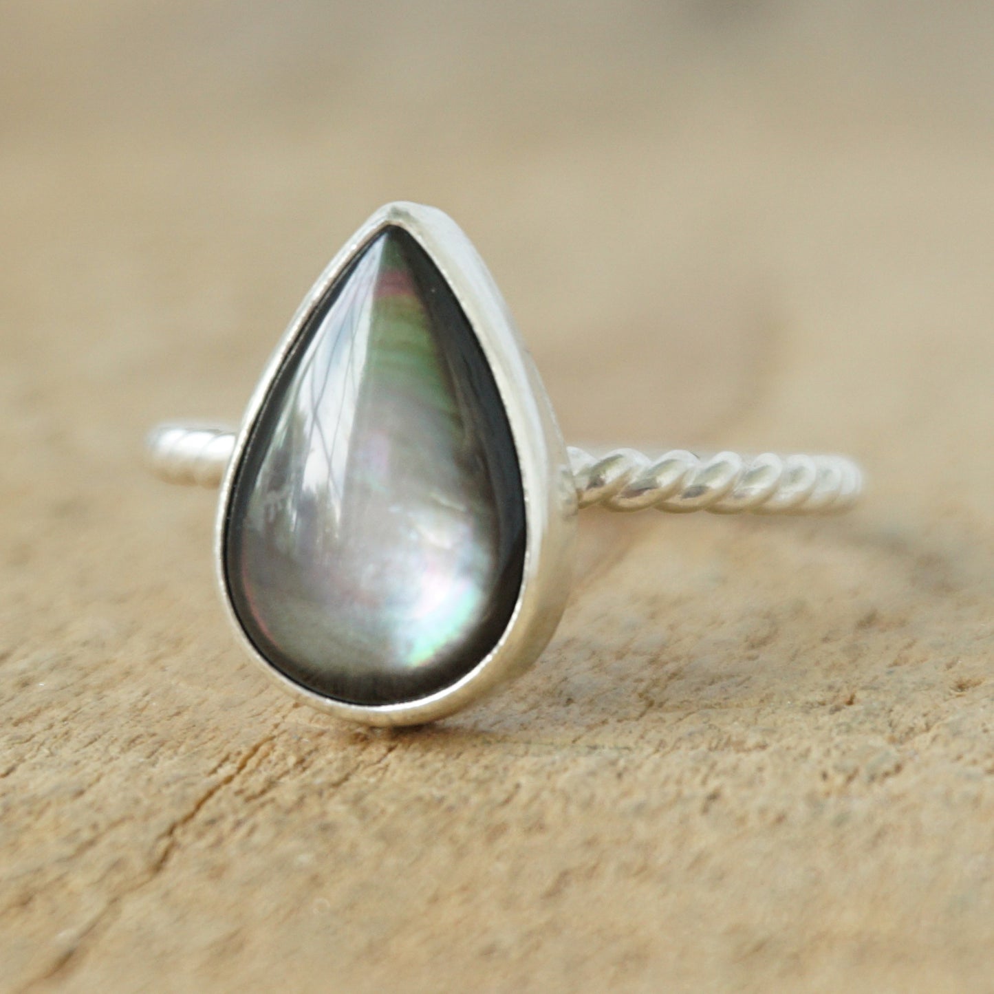 Size 10 Grey Mother of Pearl Stacking Ring