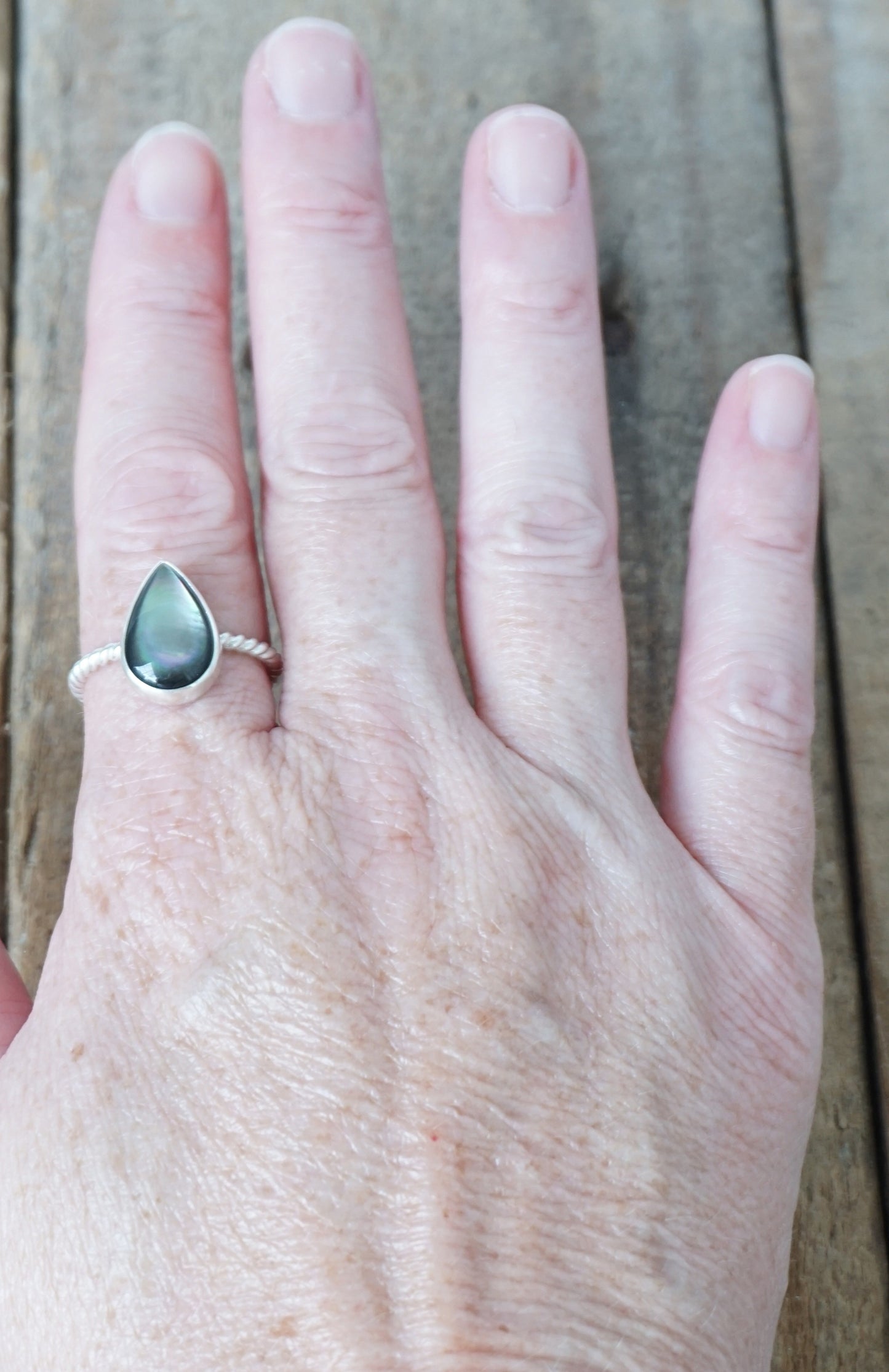 Size 10 Grey Mother of Pearl Stacking Ring