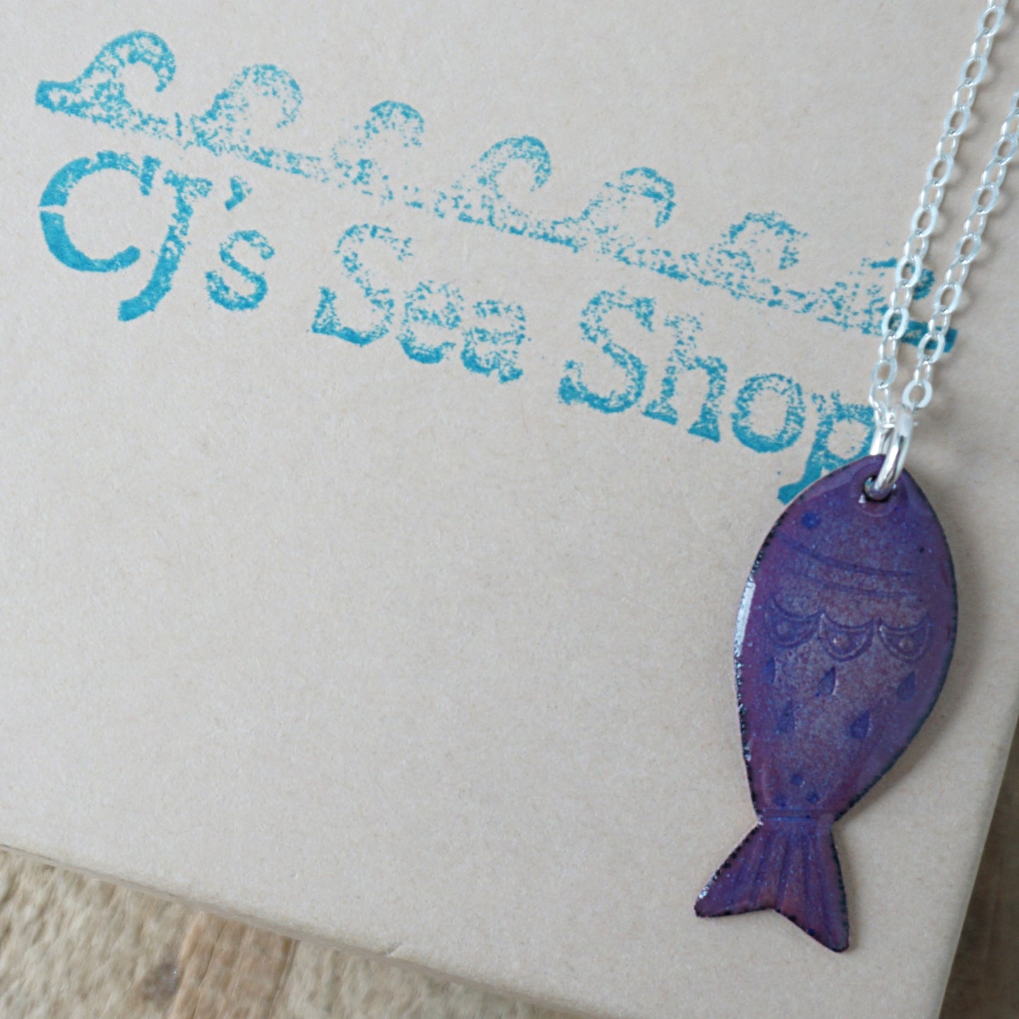 Metallic Purple Enamel Fish Necklace