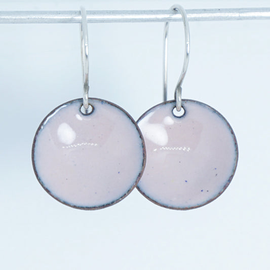 Light Pink Enamel Disc Earrings