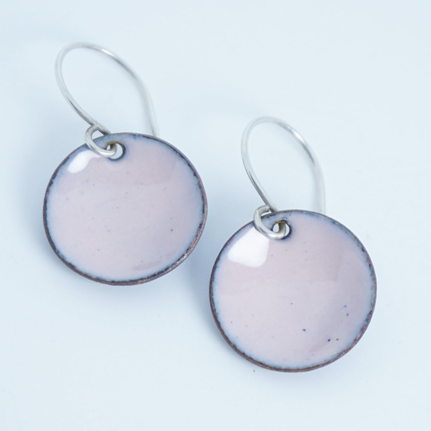 Light Pink Enamel Disc Earrings