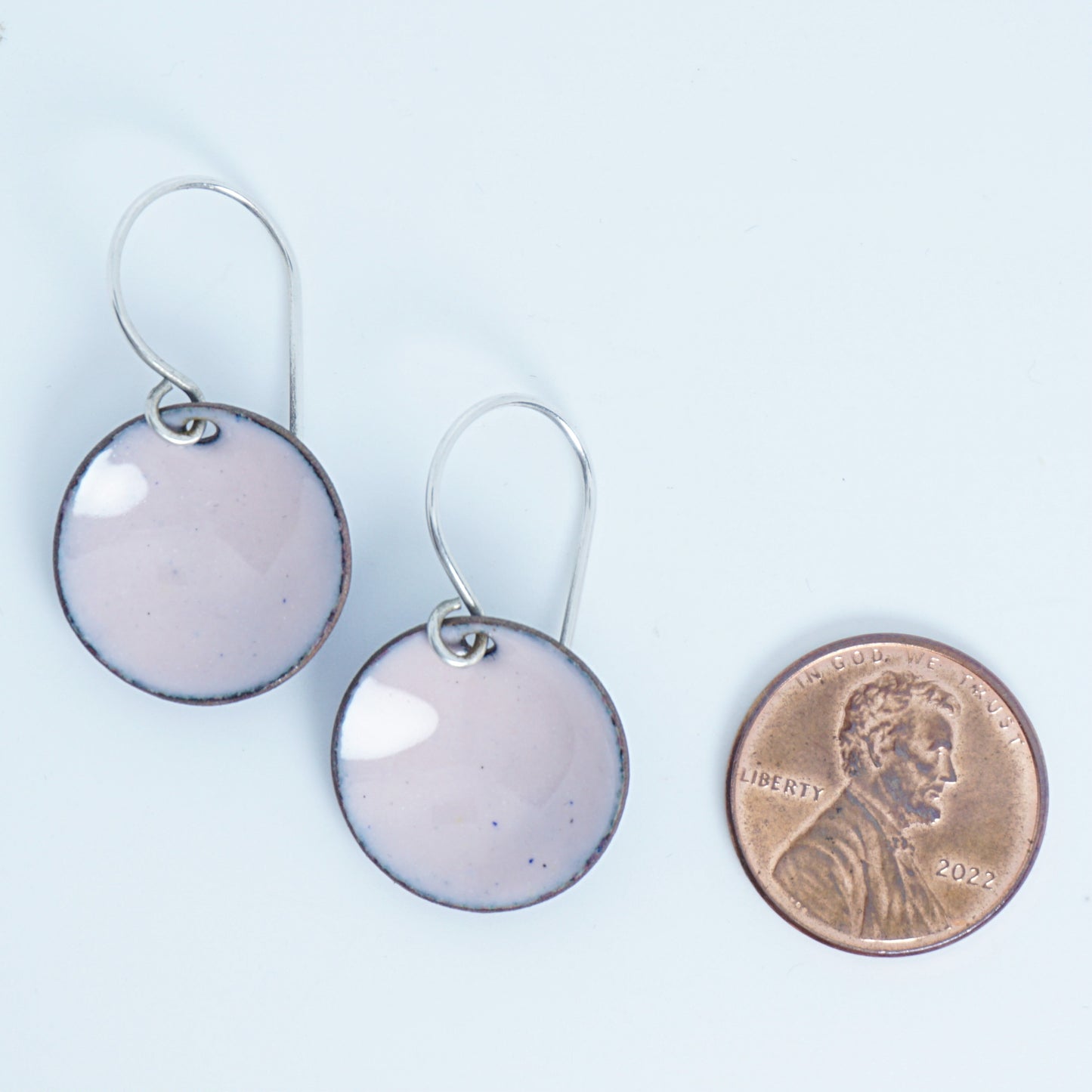 Light Pink Enamel Disc Earrings