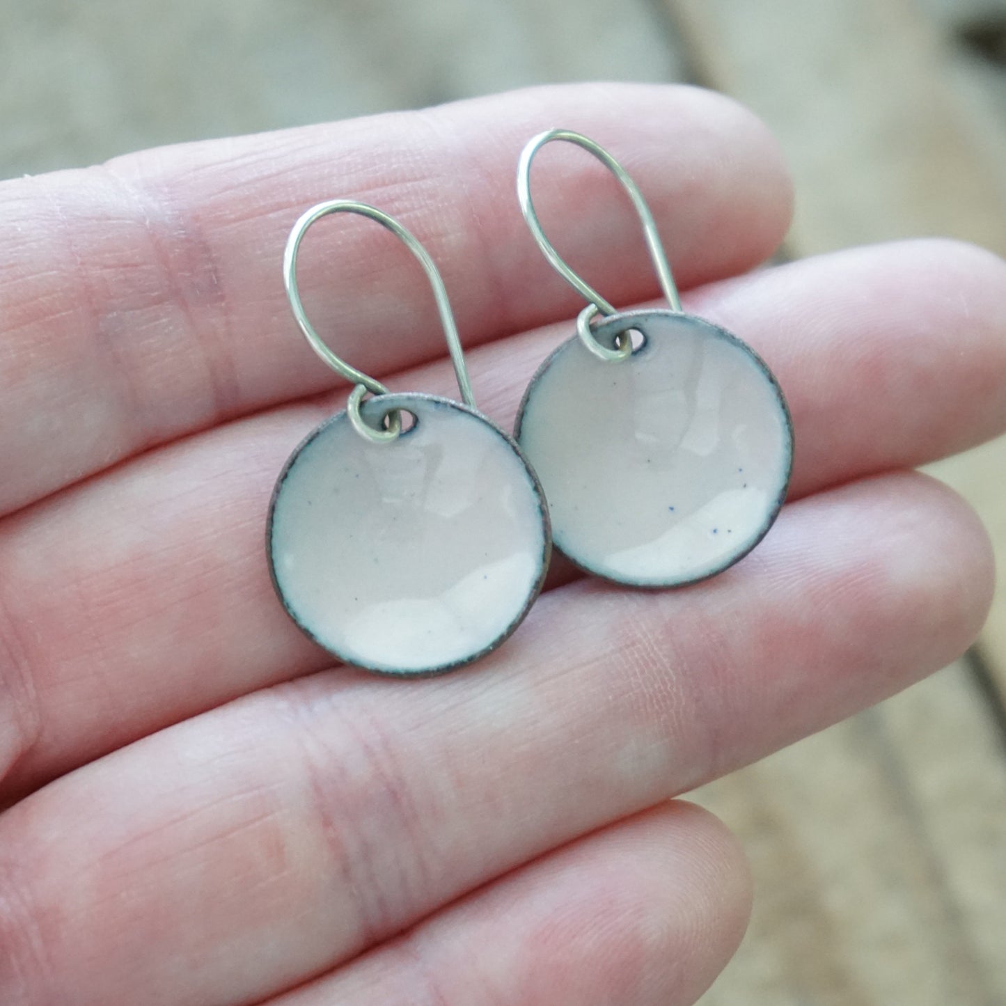 Light Pink Enamel Disc Earrings
