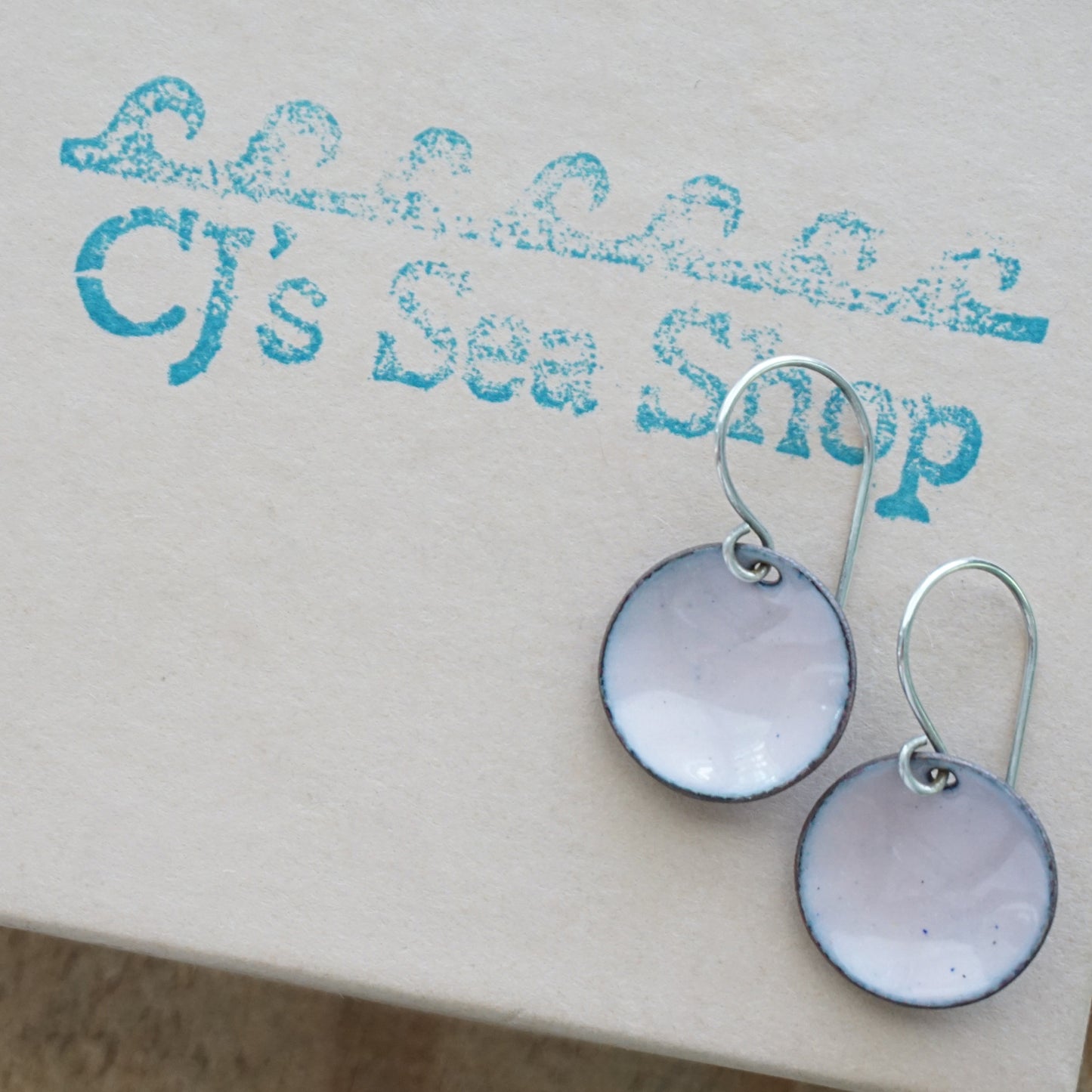 Light Pink Enamel Disc Earrings
