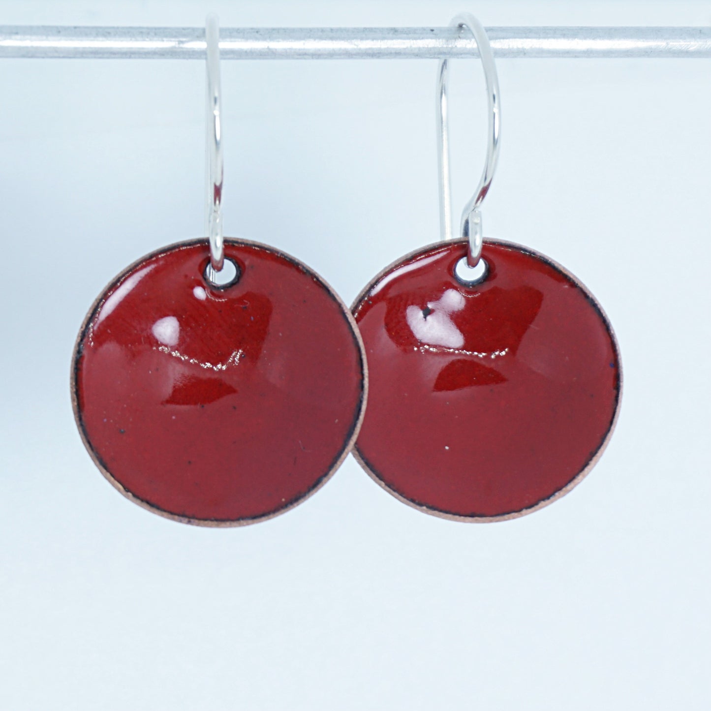 Red Enamel Disc Earrings