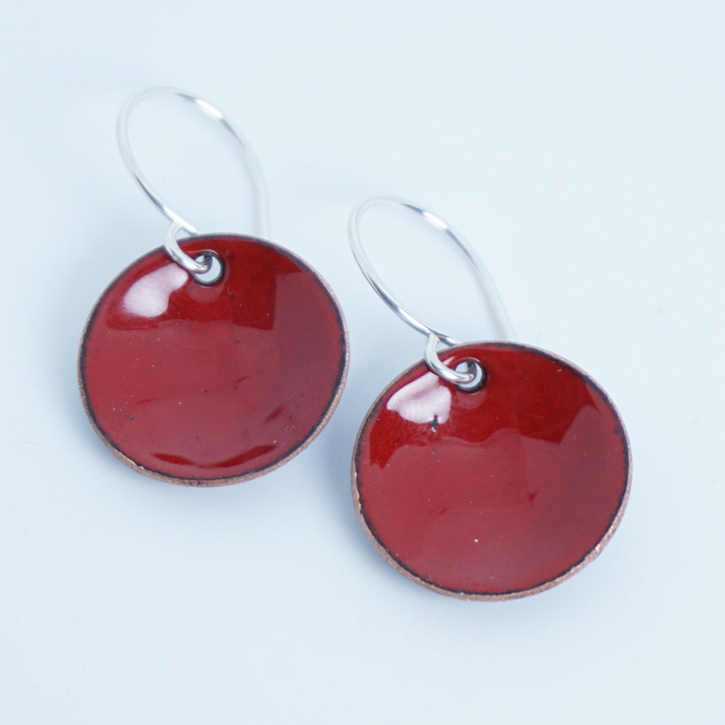 Red Enamel Disc Earrings