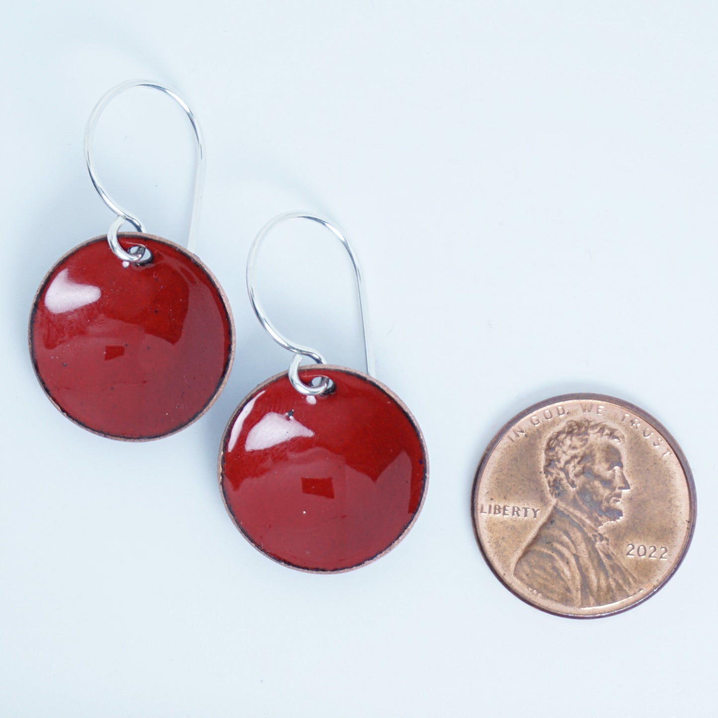 Red Enamel Disc Earrings