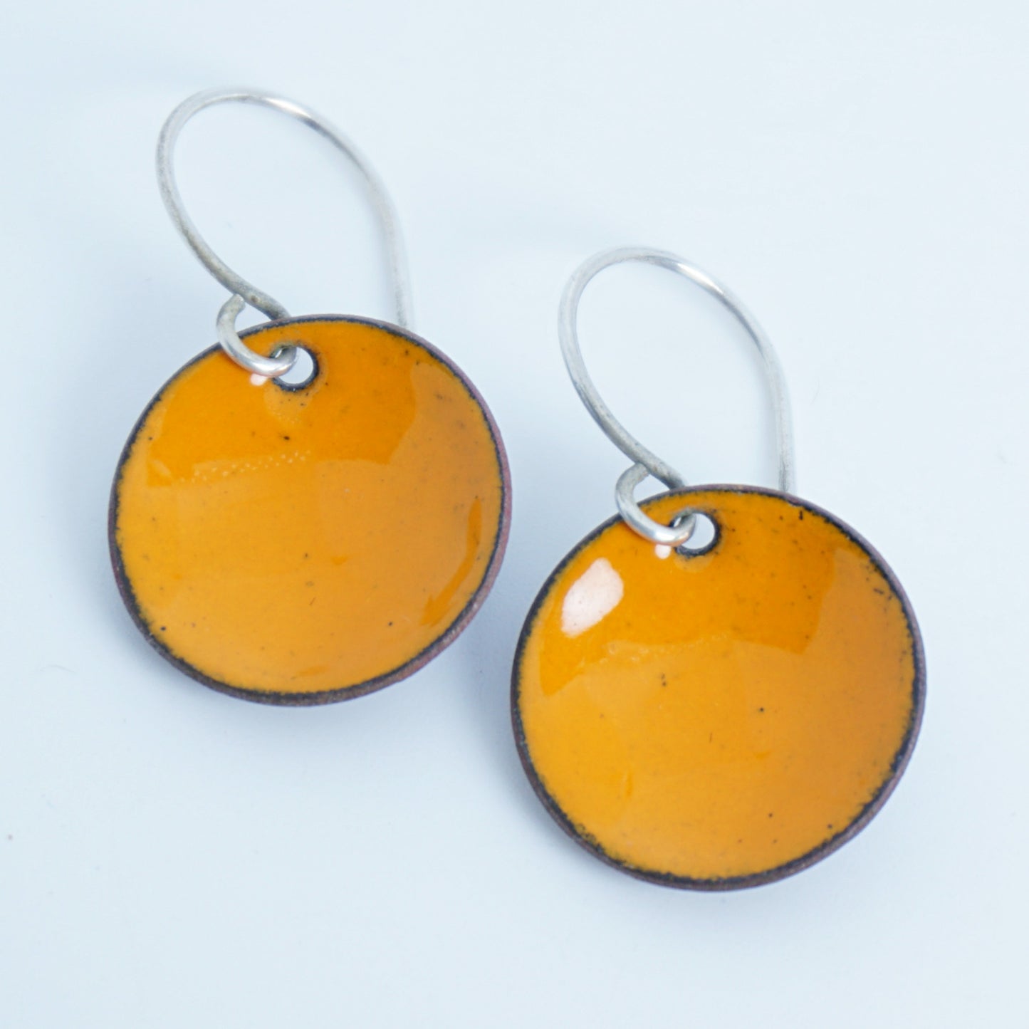Tangerine Orange Enamel Disc Earrings