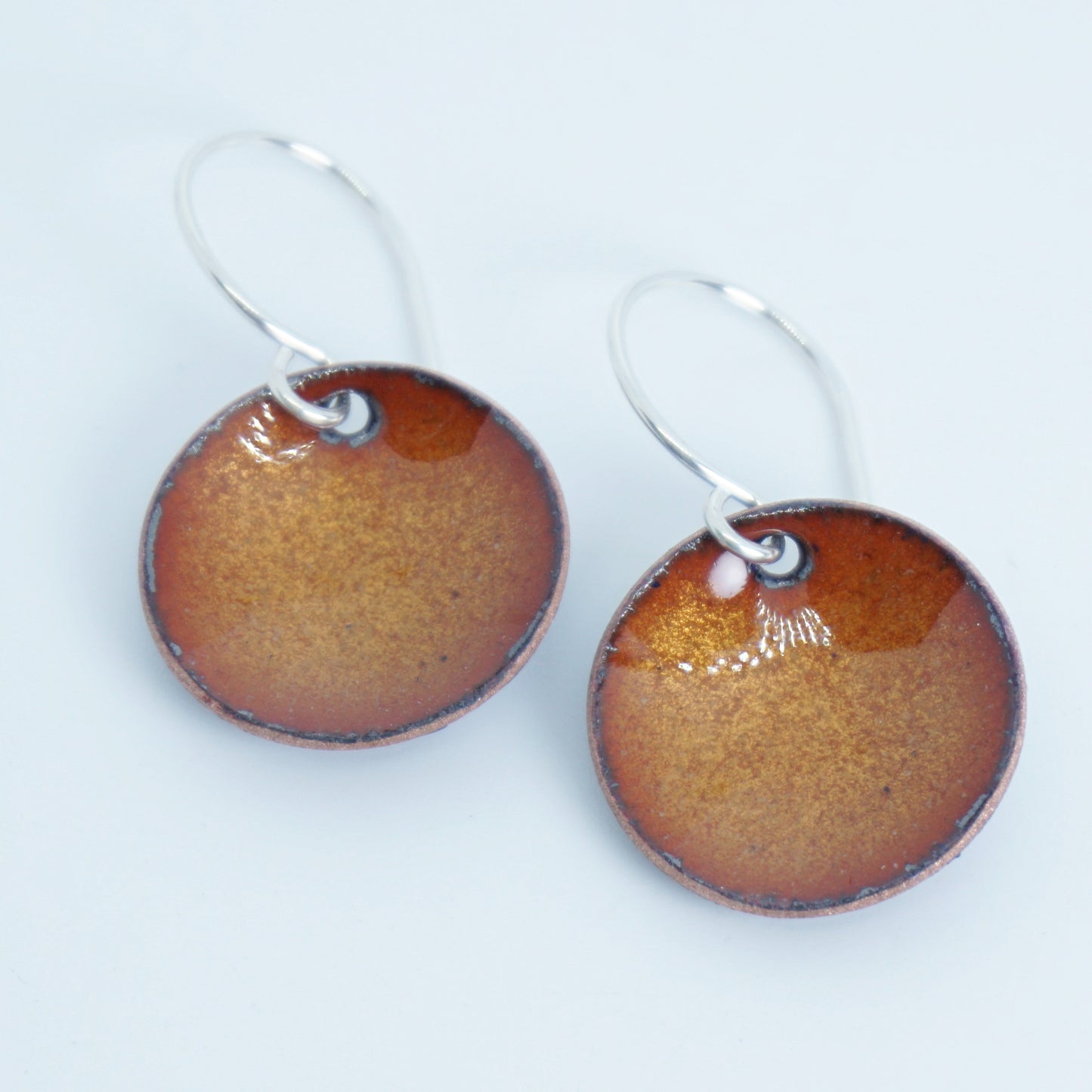 Golden Yellow Enamel Disc Earrings